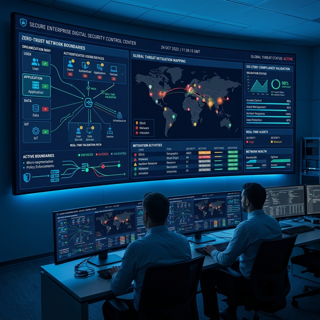 Enterprise digital security control center with zero-trust network boundaries